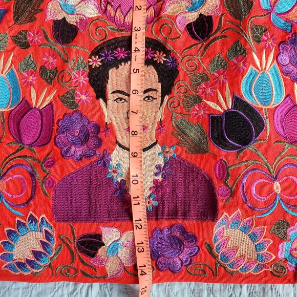 Oversized Red Frida Bag Purse Large Frida Book Bag Purse Shopping Bag Floral - Picture 3 of 8